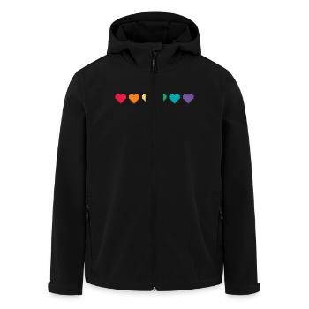 tee shirt LGBT - drapeau lgbt en coeurs pixel art - Veste softshell homme en polyester recyclé Stanley/Stella - noir - Devant - AI Model Male 185 light (185cm)