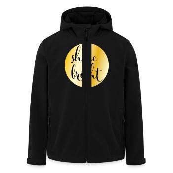 Golden circle with saying "shine bright" - Men’s Recycled Softshell Jacket by Stanley/Stella - black - Front - AI Model Male 185 light (185cm)