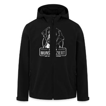 MÜNSTIFIZIERT Grosser Münsterländer Hunde Wilsigns - Recycelte Männer Softshell-Jacke von Stanley/Stella - Schwarz - Vorne - AI Model Male 185 light (185cm)