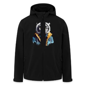 Streetstyle Schneeleopard | Leoparden-Liebhaber - Recycelte Männer Softshell-Jacke von Stanley/Stella - Schwarz - Vorne - AI Model Male 185 light (185cm)