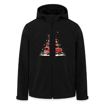 Camion de pompiers drôle, Camion de pompiers, Noël - Veste softshell homme en polyester recyclé Stanley/Stella - noir - Devant - AI Model Male 185 light (185cm)
