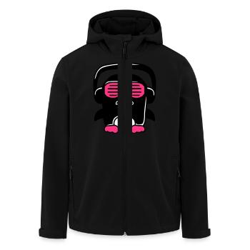 Party DJ Pinguin Kopfhörer Sonnenbrille Frech Cool - Recycelte Männer Softshell-Jacke von Stanley/Stella - Schwarz - Vorne - AI Model Male 185 light (185cm)