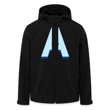 Buchstabe A Blue Pop und Modern - Recycelte Männer Softshell-Jacke von Stanley/Stella - Schwarz - Vorne - AI Model Male 185 light (185cm)