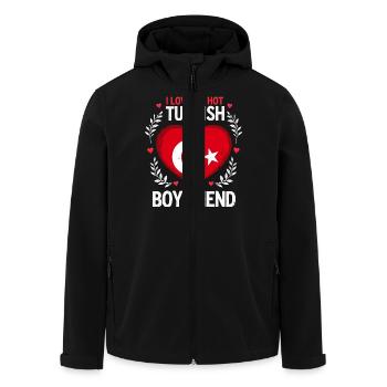 Türkische Beziehung - Herz & Flagge - Recycelte Männer Softshell-Jacke von Stanley/Stella - Schwarz - Vorne - AI Model Male 185 light (185cm)