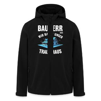 BAUHERR 2025 WIR BAUEN UNSER TRAUMHAUS - Recycelte Männer Softshell-Jacke von Stanley/Stella - Schwarz - Vorne - AI Model Male 185 light (185cm)