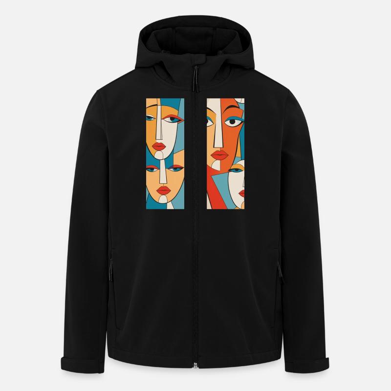 Visages abstraits - Veste softshell homme en polyester recyclé Discoverer Stanley/Stella - noir