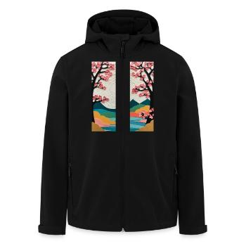 Landschaft mit blühenden Bäumen - Recycelte Männer Softshell-Jacke von Stanley/Stella - Schwarz - Vorne - AI Model Male 185 light (185cm)