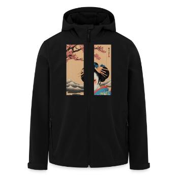 Traditional Japanese Geisha Artwork - Men’s Recycled Softshell Jacket by Stanley/Stella - black - Front - AI Model Male 185 light (185cm)