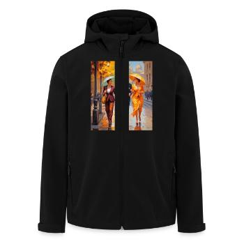 A walk in the rain - Men’s Recycled Softshell Jacket by Stanley/Stella - black - Front - AI Model Male 185 light (185cm)