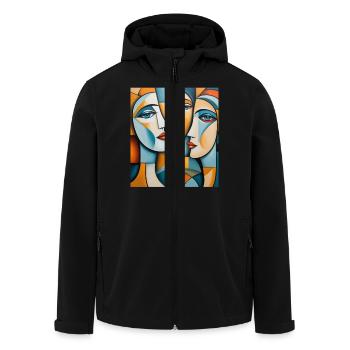 Abstraktes Porträt - Recycelte Männer Softshell-Jacke von Stanley/Stella - Schwarz - Vorne - AI Model Male 185 light (185cm)