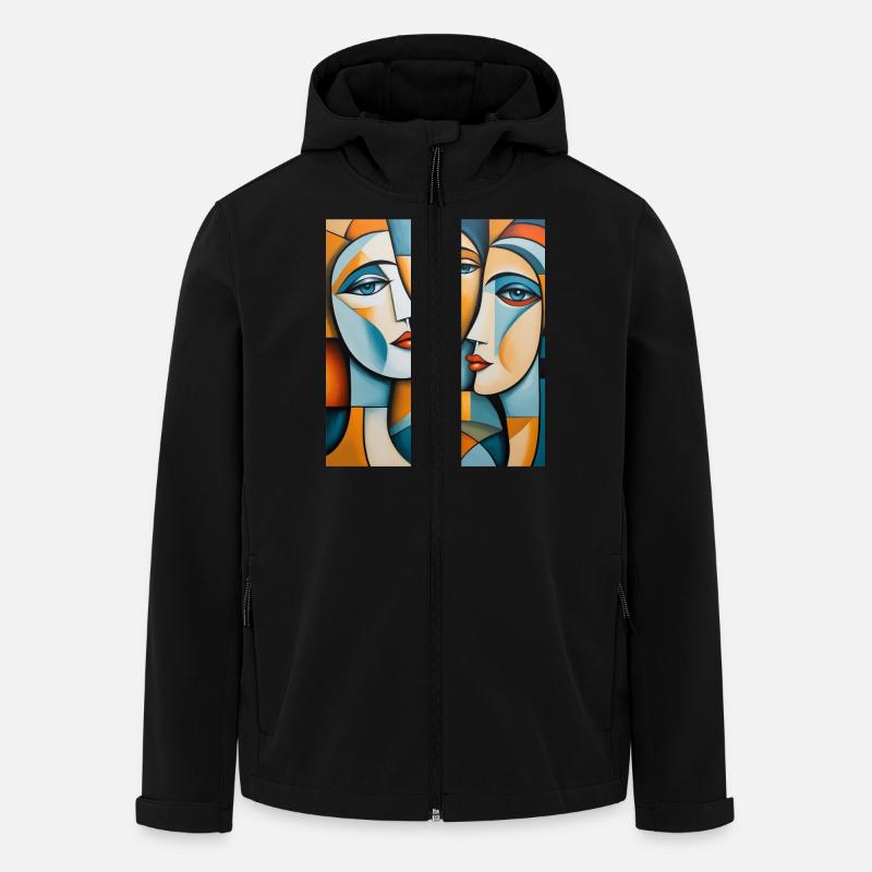 Abstraktes Porträt - Recycelte Männer Softshell-Jacke von Stanley/Stella - Schwarz