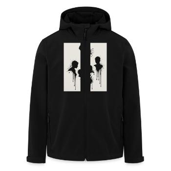 Black silhouettes with a paint splash effect - Men’s Recycled Softshell Jacket by Stanley/Stella - black - Front - AI Model Male 185 light (185cm)