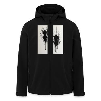 Mannequins with ink stains - Men’s Recycled Softshell Jacket by Stanley/Stella - black - Front - AI Model Male 185 light (185cm)