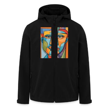 Abstraktes Porträt - Recycelte Männer Softshell-Jacke von Stanley/Stella - Schwarz - Vorne - AI Model Male 185 light (185cm)