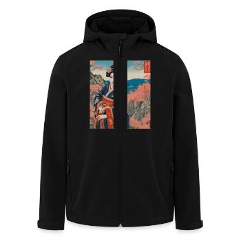 Femme japonaise traditionnelle en kimono sur fond de pays - Veste softshell homme en polyester recyclé Stanley/Stella - noir - Devant - AI Model Male 185 light (185cm)