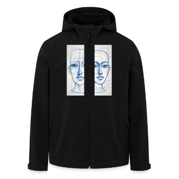 Croquis technique de la tête - Veste softshell homme en polyester recyclé Stanley/Stella - noir - Devant - AI Model Male 185 light (185cm)
