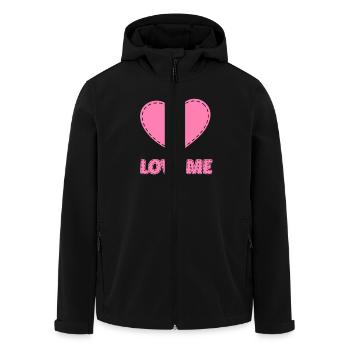 Pinkes Herz mit dem Schriftzug "LOVE ME" - Recycelte Männer Softshell-Jacke von Stanley/Stella - Schwarz - Vorne - AI Model Male 185 light (185cm)