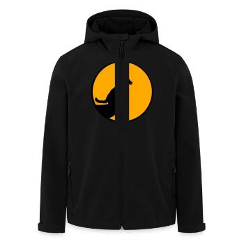 Hund Mond Wolf Klippe Nacht Sonne Silhouette Berg - Recycelte Männer Softshell-Jacke von Stanley/Stella - Schwarz - Vorne - AI Model Male 185 light (185cm)