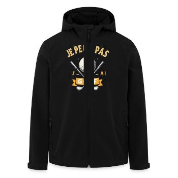 Je peux pas, j'ai golf - Humour - Veste softshell homme en polyester recyclé Stanley/Stella - noir - Devant - AI Model Male 185 light (185cm)