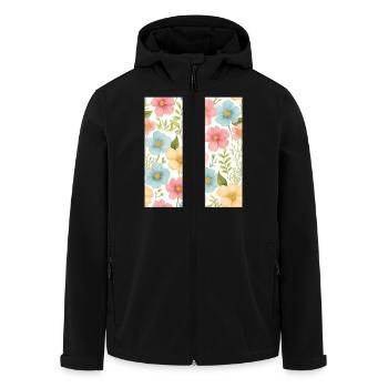 Motif floral - Veste softshell homme en polyester recyclé Stanley/Stella - noir - Devant - AI Model Male 185 light (185cm)