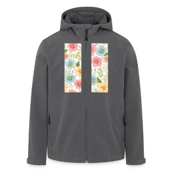 Motif floral - Veste softshell homme en polyester recyclé Stanley/Stella - charbon - Devant - AI Model Male 185 light (185cm)
