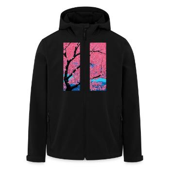 Cherry blossom against the background of mountains - Men’s Recycled Softshell Jacket by Stanley/Stella - black - Front - AI Model Male 185 light (185cm)