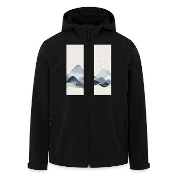 Abstrakte Berge - Recycelte Männer Softshell-Jacke von Stanley/Stella - Schwarz - Vorne - AI Model Male 185 light (185cm)