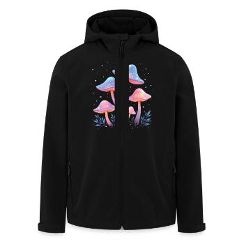 Mystische Waldkunst mit Pilzen - Recycelte Männer Softshell-Jacke von Stanley/Stella - Schwarz - Vorne - AI Model Male 185 light (185cm)