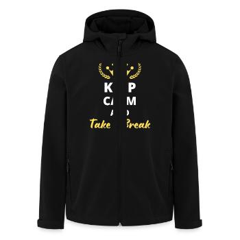 Keep Calm and Take a Break - Men’s Recycled Softshell Jacket by Stanley/Stella - black - Front - AI Model Male 185 light (185cm)