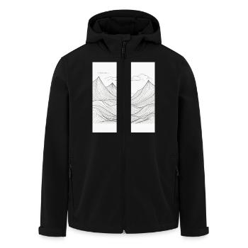 Berglandschaft im Linienstil - Recycelte Männer Softshell-Jacke von Stanley/Stella - Schwarz - Vorne - AI Model Male 185 light (185cm)
