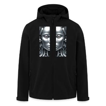 Robotergestützte mechanische Fläche - Recycelte Männer Softshell-Jacke von Stanley/Stella - Schwarz - Vorne - AI Model Male 185 light (185cm)