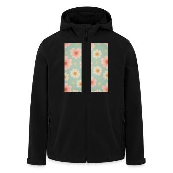 Motif de papier peint floral - Veste softshell homme en polyester recyclé Stanley/Stella - noir - Devant - AI Model Male 185 light (185cm)