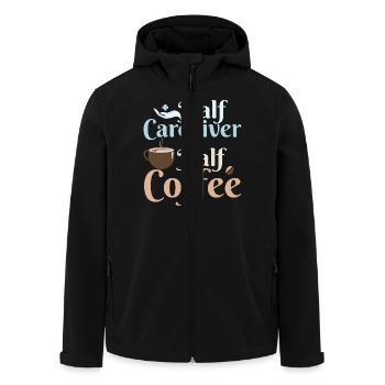 Half Caregiver Half Coffee Carer Caregiving - Men’s Recycled Softshell Jacket by Stanley/Stella - black - Front - AI Model Male 185 light (185cm)