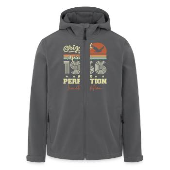 April 1966 Gift | 59th Anniversary April 1966 - Men’s Recycled Softshell Jacket by Stanley/Stella - black - Front - AI Model Male 185 light (185cm)