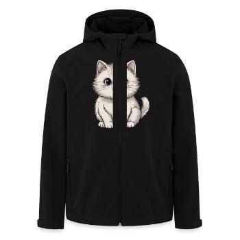 Persian cat - Men’s Recycled Softshell Jacket by Stanley/Stella - black - Front - AI Model Male 185 light (185cm)
