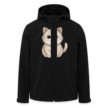 Persian cat - Men’s Recycled Softshell Jacket by Stanley/Stella - black - Front - AI Model Male 185 light (185cm)