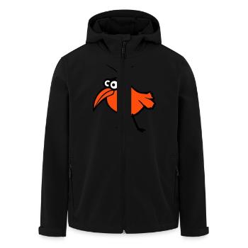 oiseau regarde mignon drôle maladroit drôle confus bande dessinée - Veste softshell homme en polyester recyclé Stanley/Stella - noir - Devant - AI Model Male 185 light (185cm)