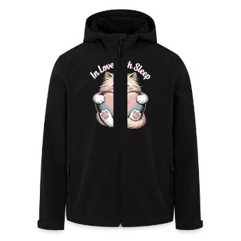 Cute cat design with heart - Men’s Recycled Softshell Jacket by Stanley/Stella - black - Front - AI Model Male 185 light (185cm)