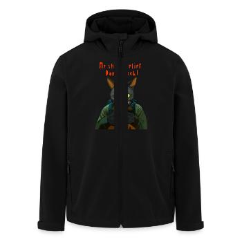 Cyber Black Cat: Mein Stressabbau - Recycelte Männer Softshell-Jacke von Stanley/Stella - Schwarz - Vorne - AI Model Male 185 light (185cm)