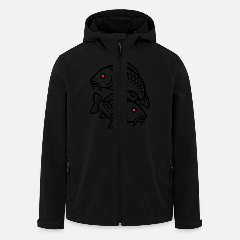 Icône de poisson carpe - Veste softshell homme en polyester recyclé Stanley/Stella - noir