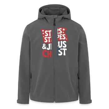 Croyant américain chrétien 4 juillet Jésus - Veste softshell homme en polyester recyclé Stanley/Stella - charbon - Devant - AI Model Male 185 light (185cm)