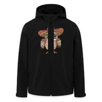 Eule Comic Lustig Sombrero - Recycelte Männer Softshell-Jacke von Stanley/Stella - Schwarz - Vorne - AI Model Male 185 light (185cm)