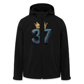 37 Number Krone - Men’s Recycled Softshell Jacket by Stanley/Stella - black - Front - AI Model Male 185 light (185cm)