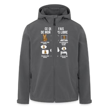 What I do in my free time – Bengal Chat - Men’s Recycled Softshell Jacket by Stanley/Stella - anthracite - Front - AI Model Male 185 light (185cm)