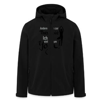 zum Yoga - Recycelte Männer Softshell-Jacke von Stanley/Stella - Schwarz - Vorne - AI Model Male 185 light (185cm)