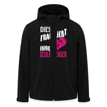 Diese Frau liebt ihren Schlagzeuger - Recycelte Männer Softshell-Jacke von Stanley/Stella - Schwarz - Vorne - AI Model Male 185 light (185cm)