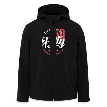 Life Begins at 50 | 50th Birthday - Men’s Recycled Softshell Jacket by Stanley/Stella - black - Front - AI Model Male 185 light (185cm)