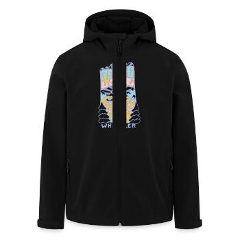 peace love powder - Men’s Recycled Softshell Jacket by Stanley/Stella - black - Front - AI Model Male 185 light (185cm)