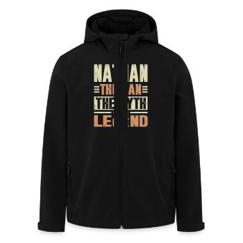 Nathan The Man - Men’s Recycled Softshell Jacket by Stanley/Stella - black - Front - AI Model Male 185 light (185cm)
