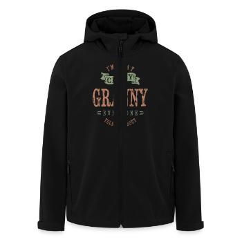 Crazy Granny - Men’s Recycled Softshell Jacket by Stanley/Stella - black - Front - AI Model Male 185 light (185cm)